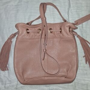 American Eagle Outfitters Dusty Rose Drawstring Leather Bucket Shoulder Bag
